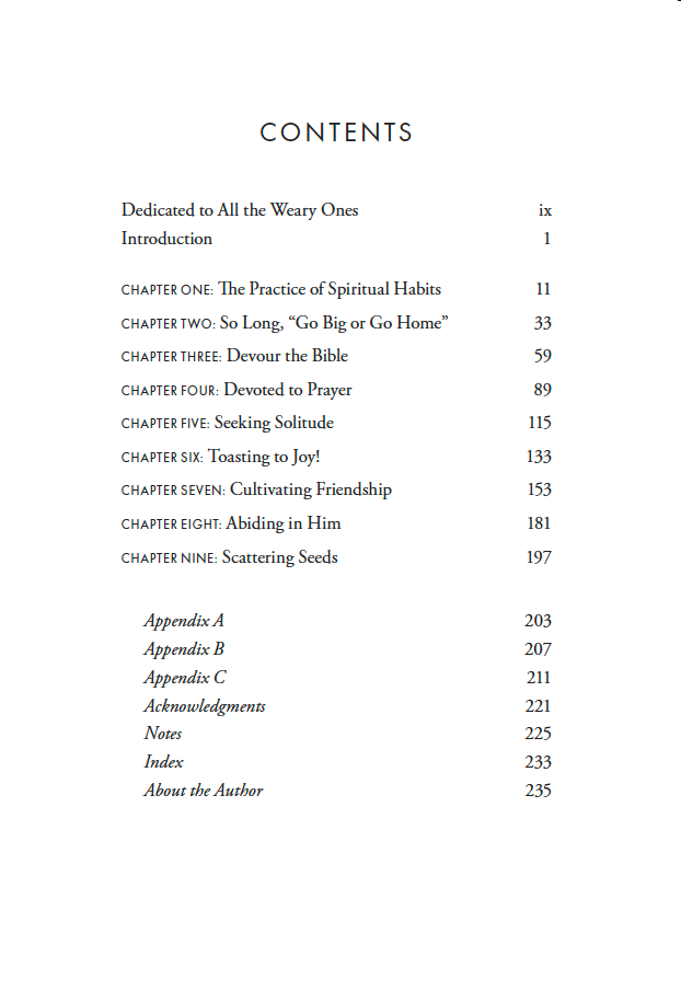 Everyday Spiritual Habits table of contents
